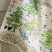 Spring Cottage Scene Tea Towel