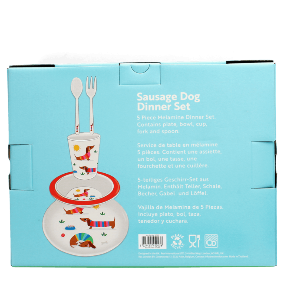 Melamine Dinner Set Of 5 Sausage Dog