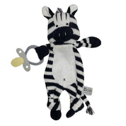 Eco Knitted Zebra Baby Comforter with Dummy Holder