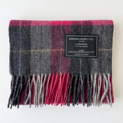 Windowpane Plum & Grey Scottish Tartan Lambswool Scarf
