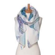 Blue Feather Pattern Scarf