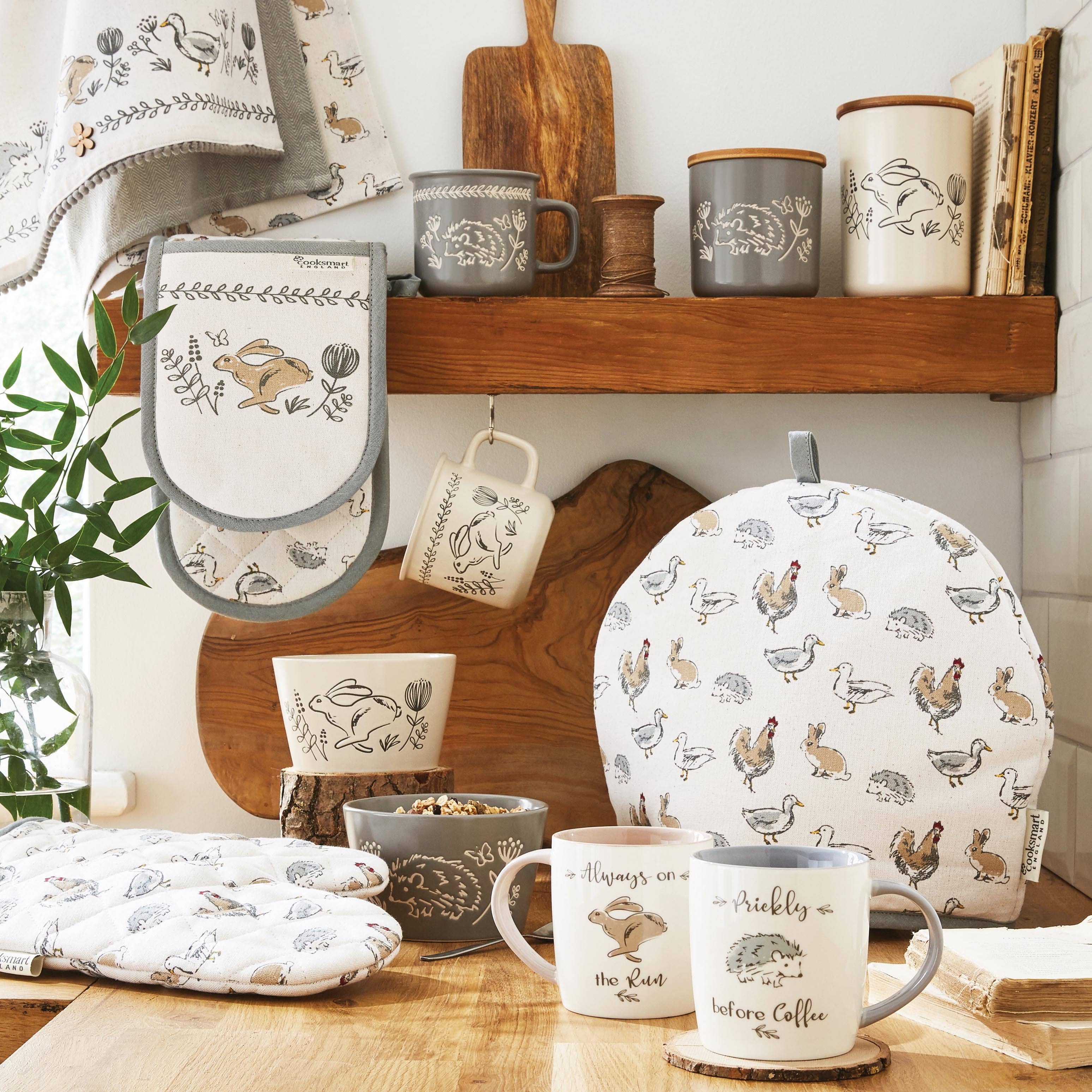 3 Pack Of Tea Towels Country Animals