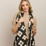 Black Autumn Flower Scarf