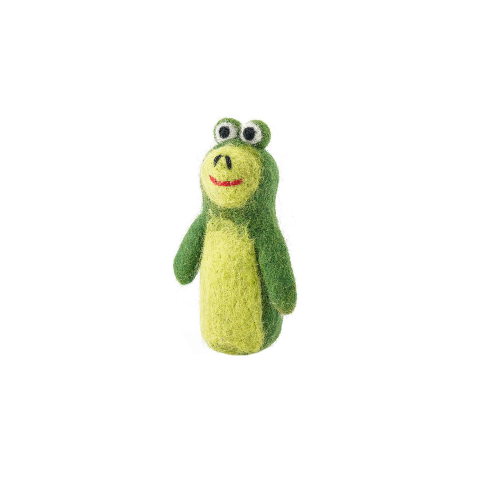 Handmade Felted Finger Puppet Frog