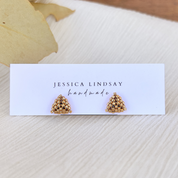 Beaded Triangle Stud Earrings Small Gold