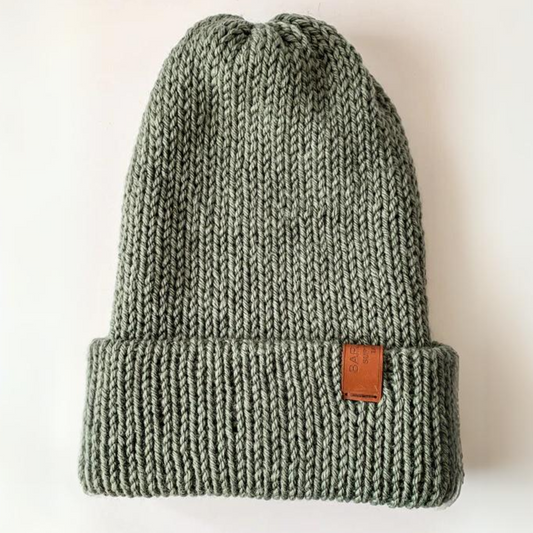 Wool Blend Double Knit Beanie Sage Green