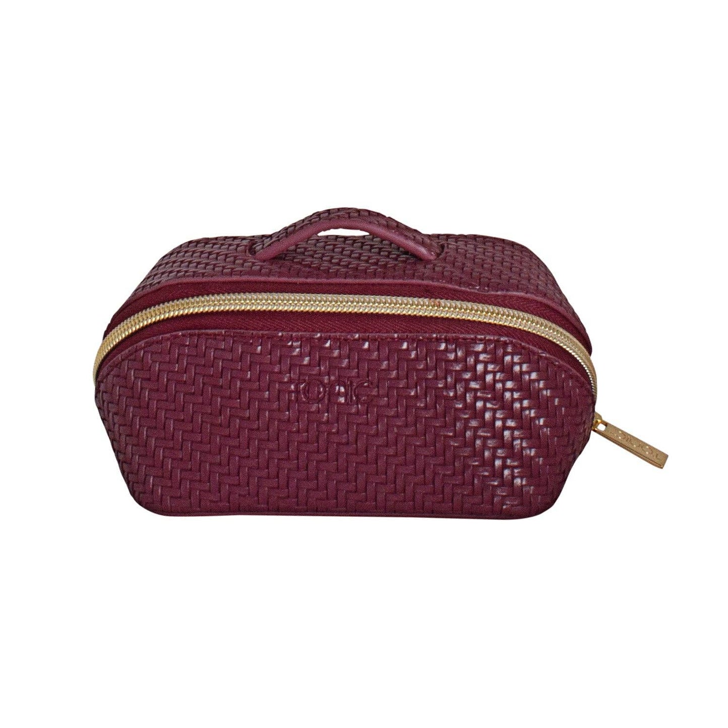 Herringbone Beauty Bag Small Plum