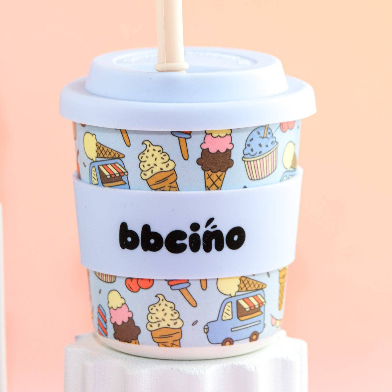 Reusable BambinoCino Bamboo Cup Scoops Blue (240ml)