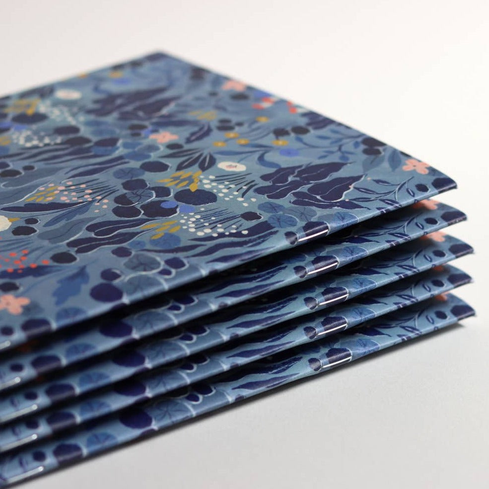 Blue Grey Floral Journal Notebook