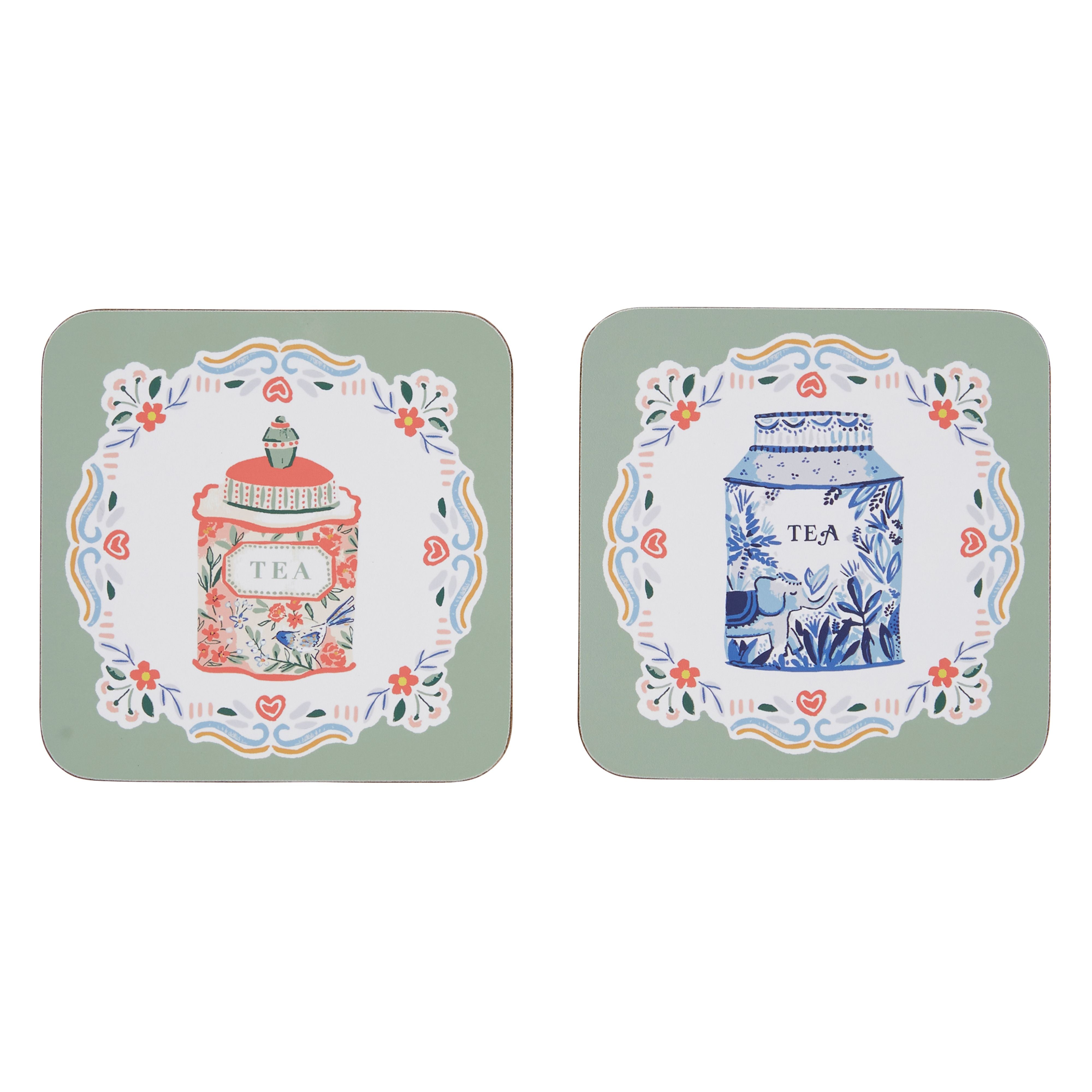 Tea Tins Set Of 4 Coasters