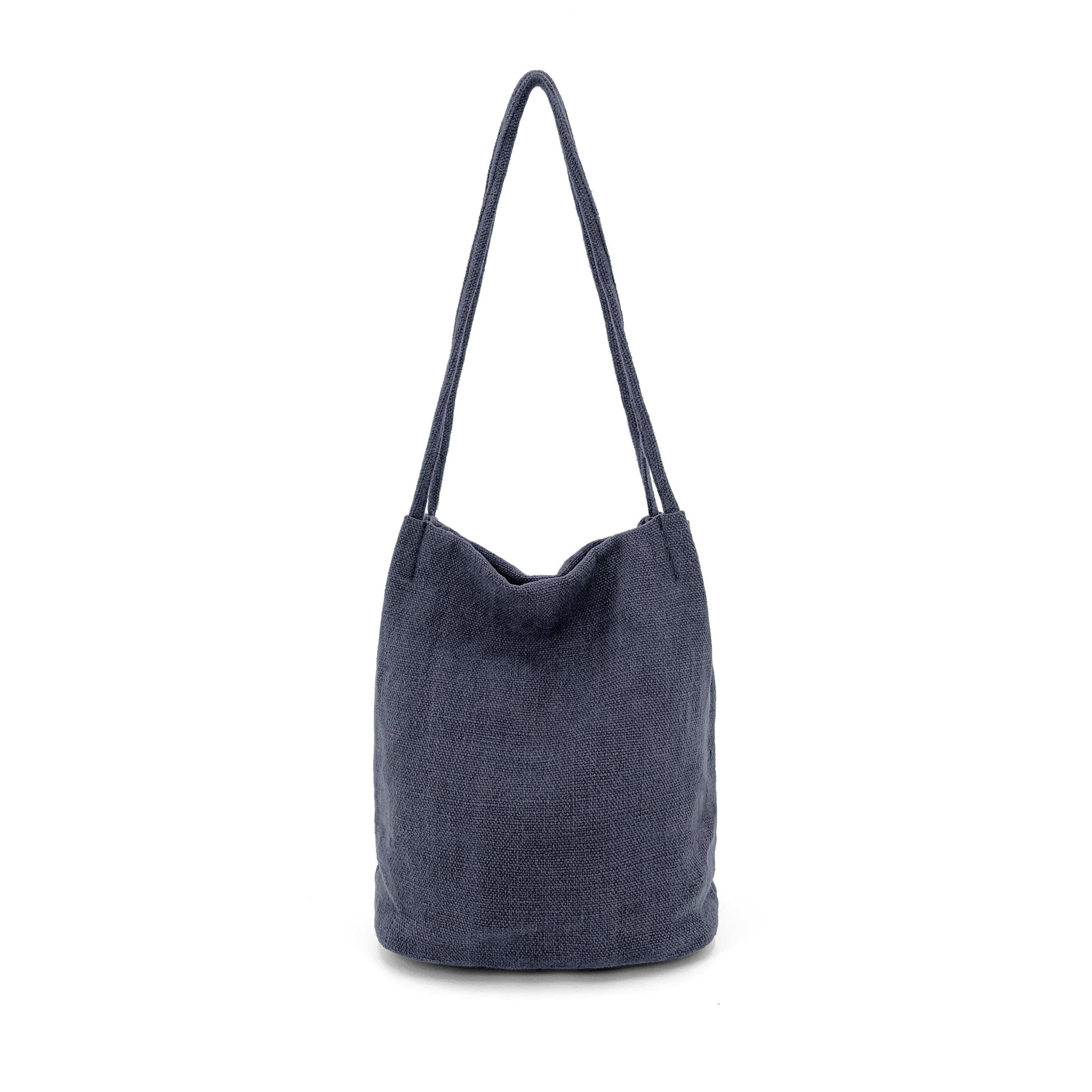 Natural Long Handle Bag Navy Blue