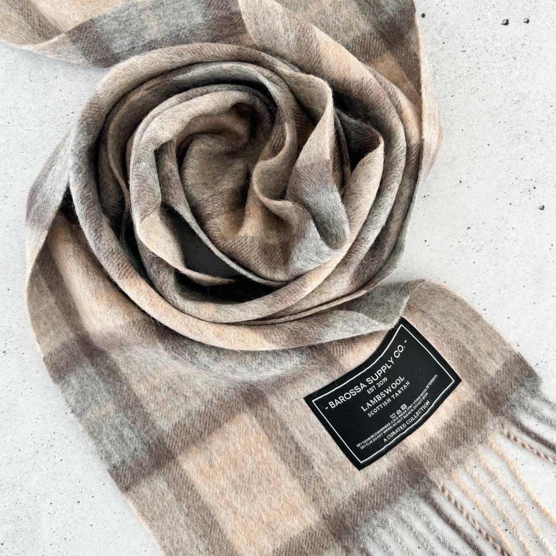Mackellar Natural Scottish Tartan Lambswool Scarf