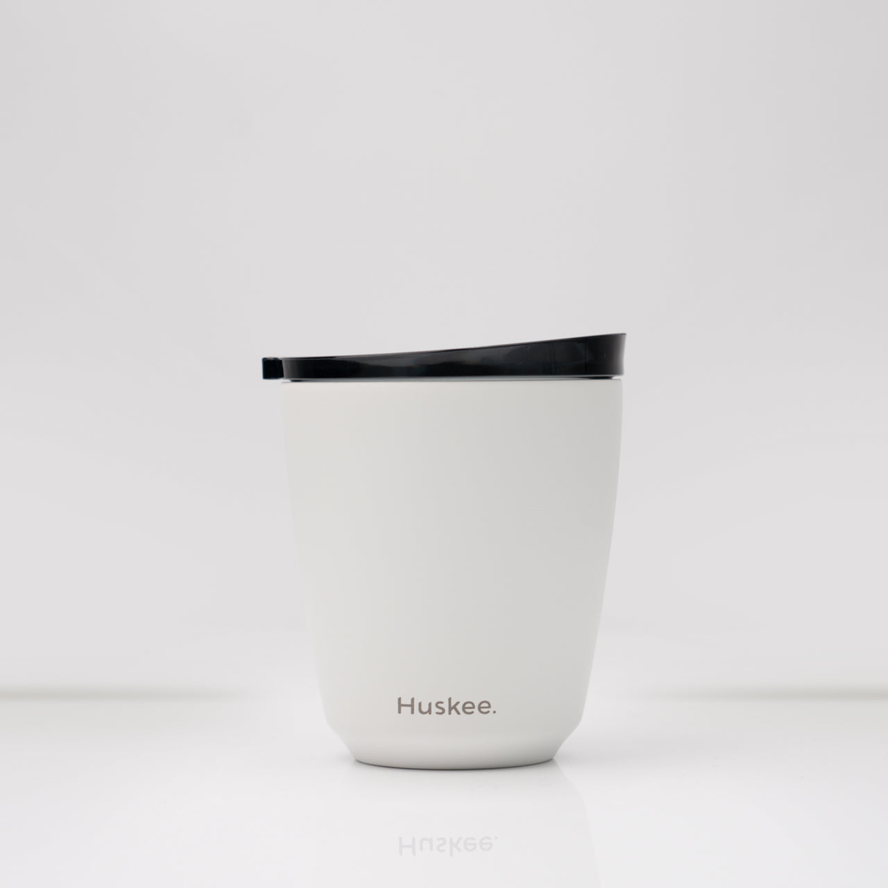 HuskeeSteel 8oz Reusable Coffee Cup & Lid White