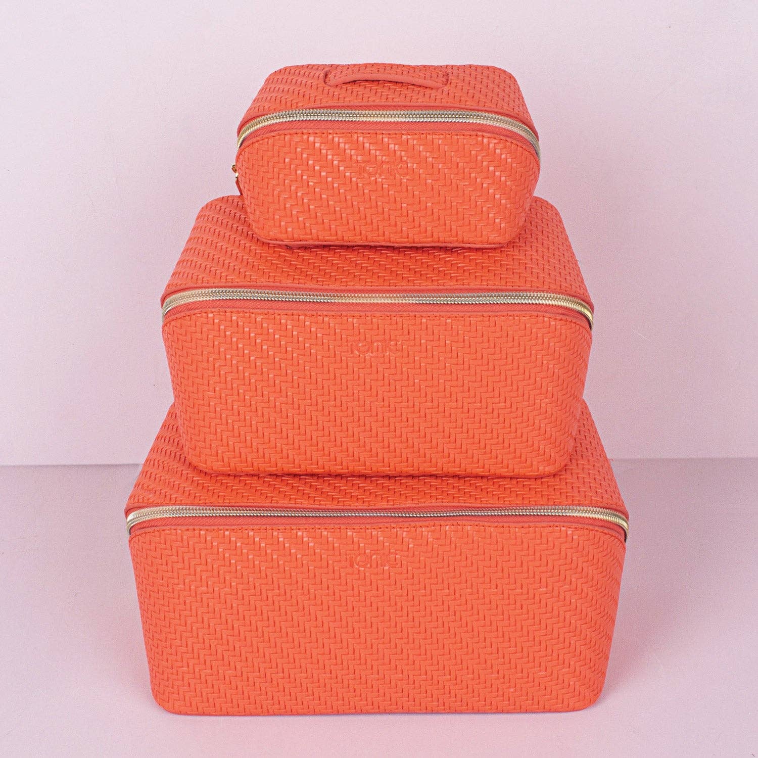 Herringbone Beauty Bag Medium Tangerine