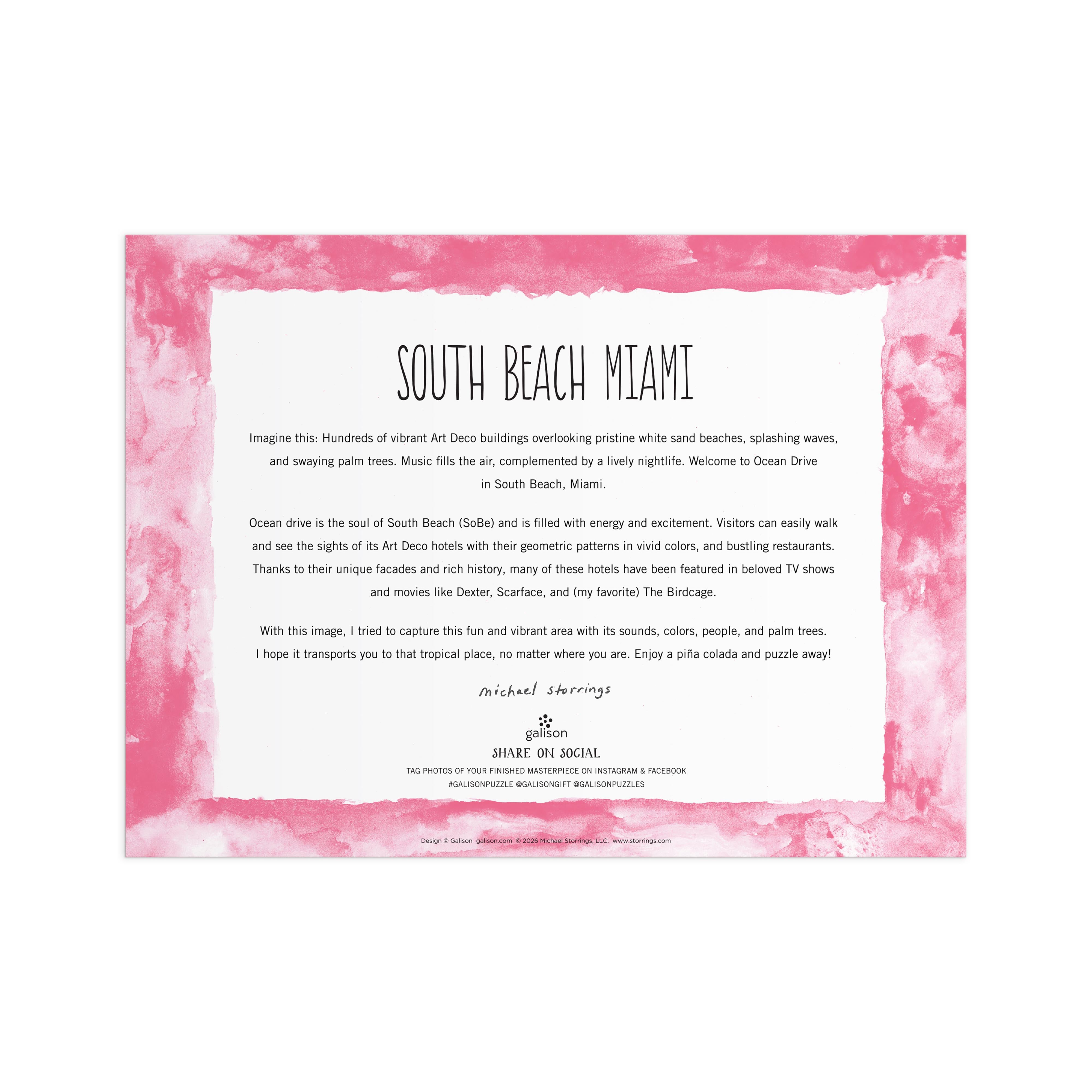 Michael Storrings South Beach Miami 1000PC Puzzle