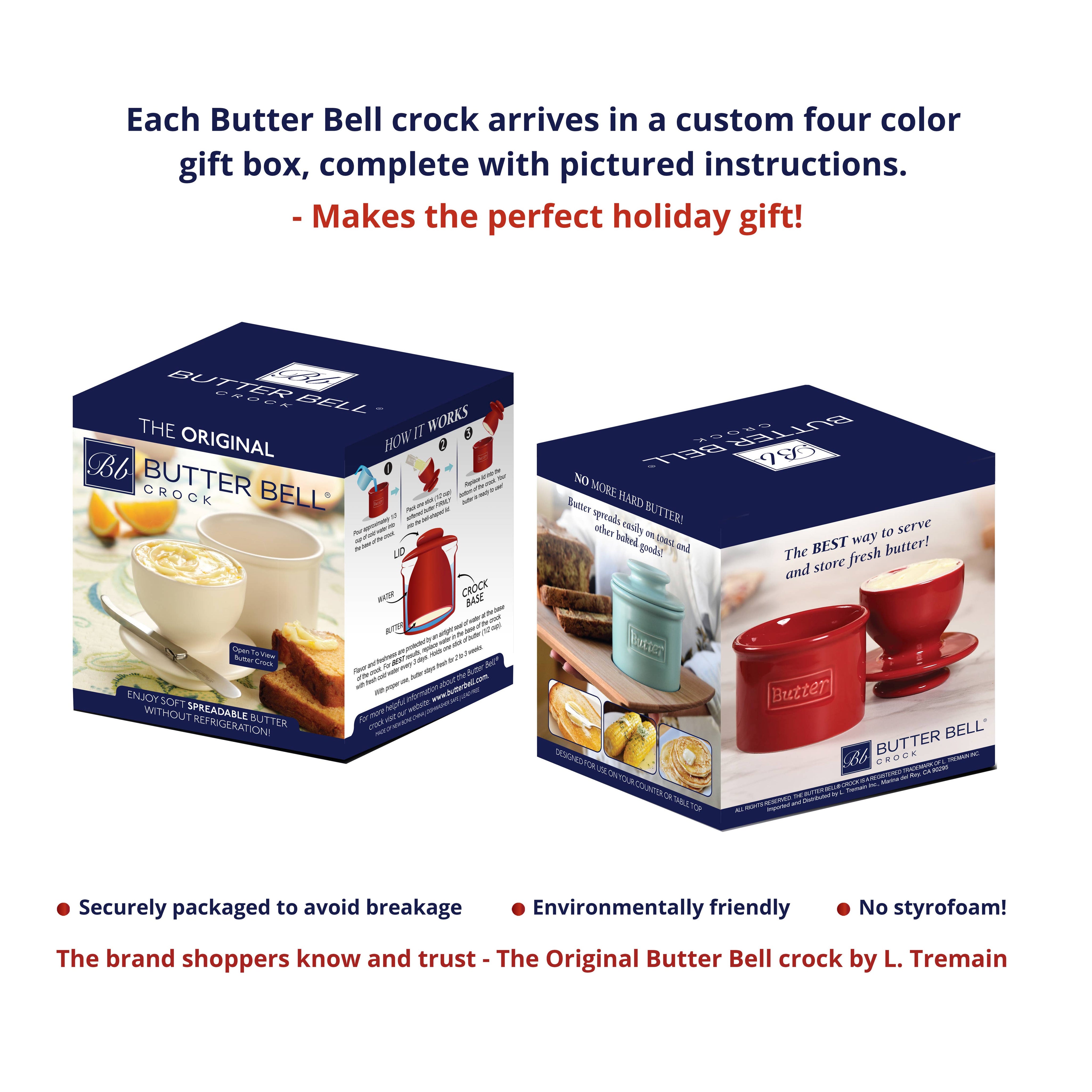 The Original Butter Bell® Crock Le Bistro Blue Trim