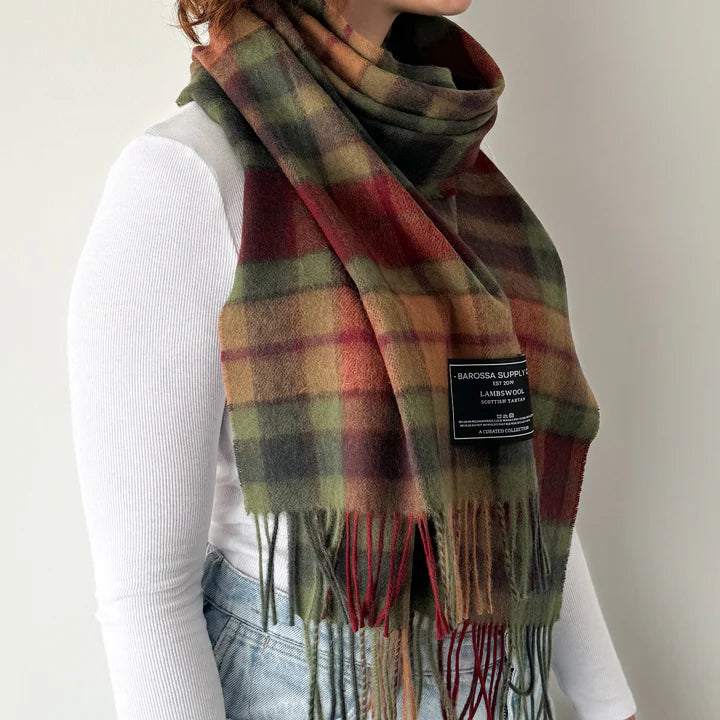 Buchanan Autumn Scottish Tartan Lambswool Wide Scarf