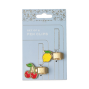 Set Of 2 Pen Clips Lemon & Cherry