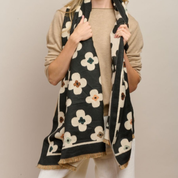 Black Autumn Flower Scarf