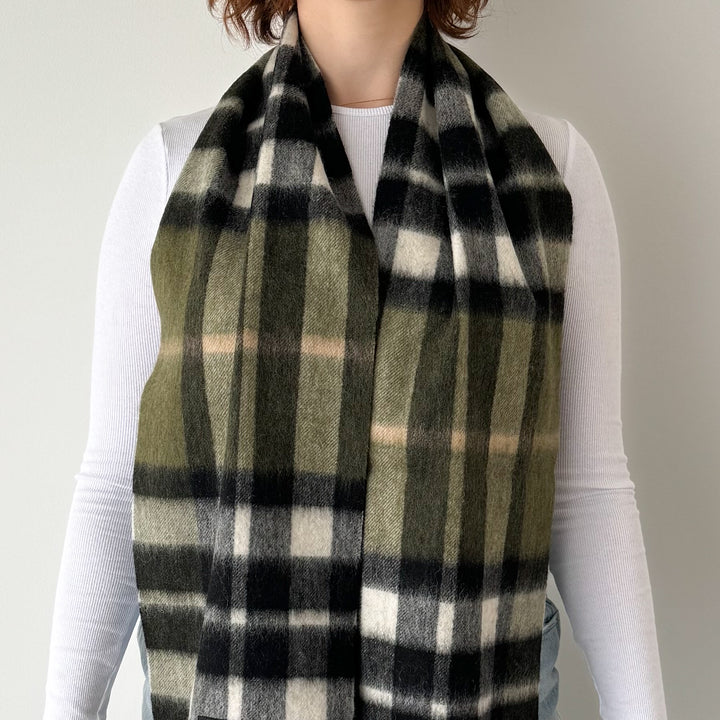 Thomson Olive Scottish Tartan Lambswool Scarf