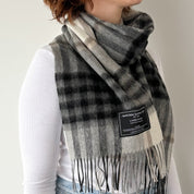 Chequer Grey & Pale Yellow Scottish Tartan Lambswool Scarf