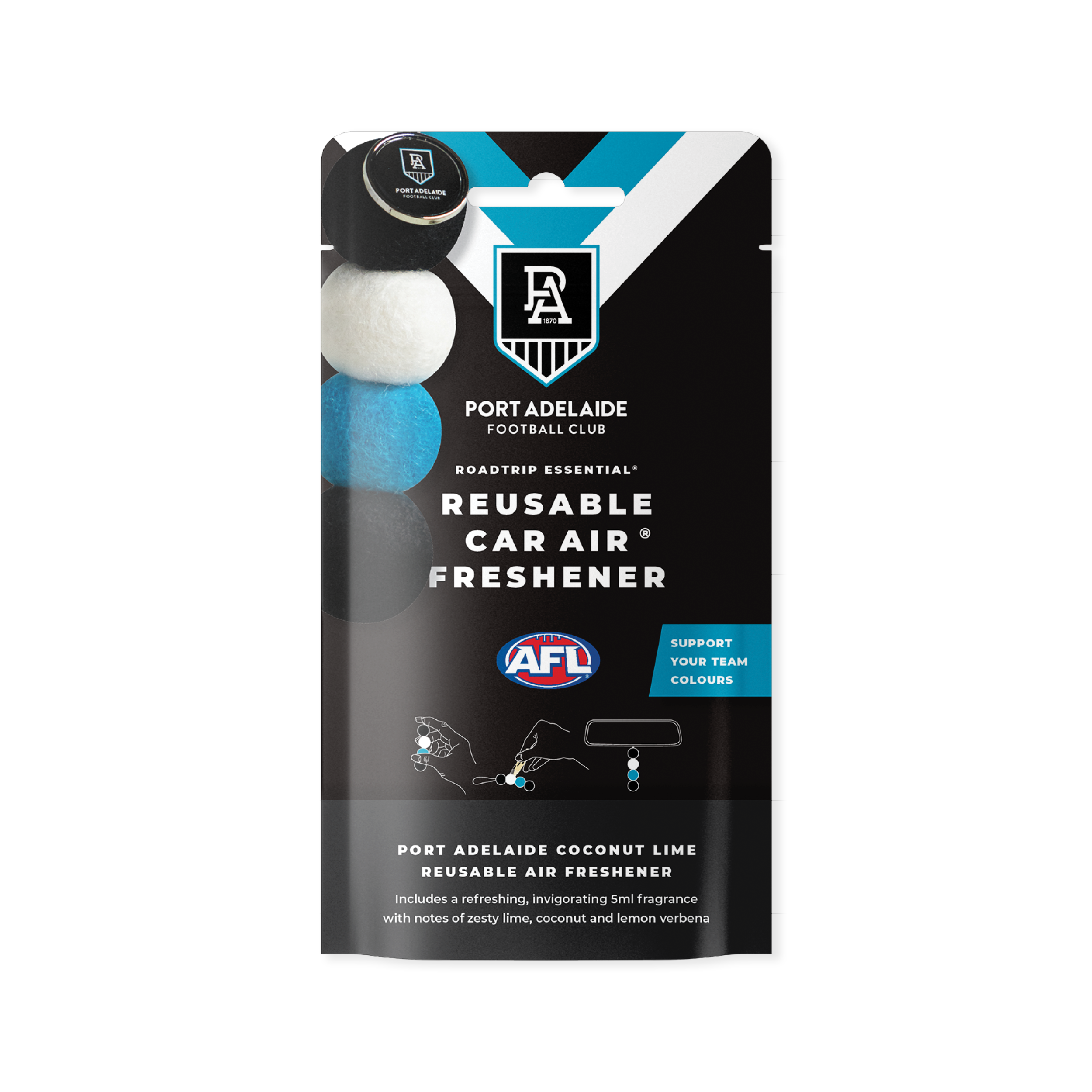 Port Adelaide Power Reusable Car Air Freshener