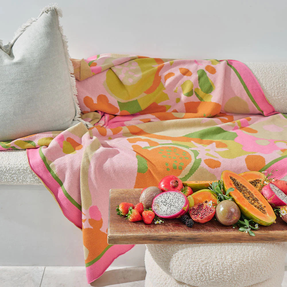 Cotton Knit Throw Tutti Fruitti