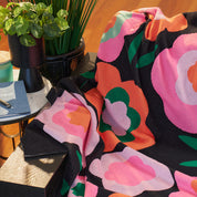 Cotton Knit Throw Midnight Blooms