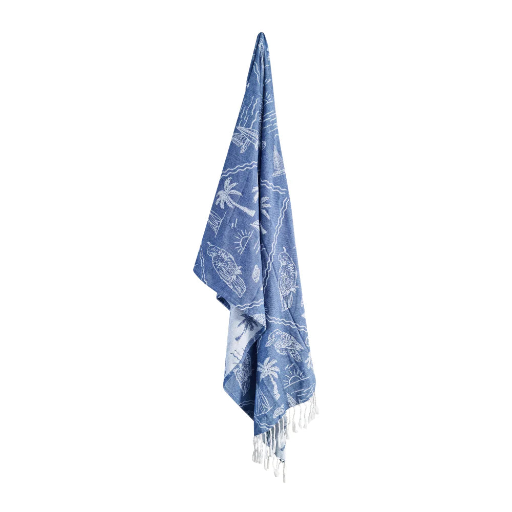 Aussie Turkish Towel Dusty Blue & White