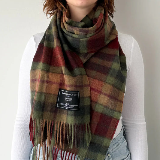 Buchanan Autumn Scottish Tartan Lambswool Wide Scarf