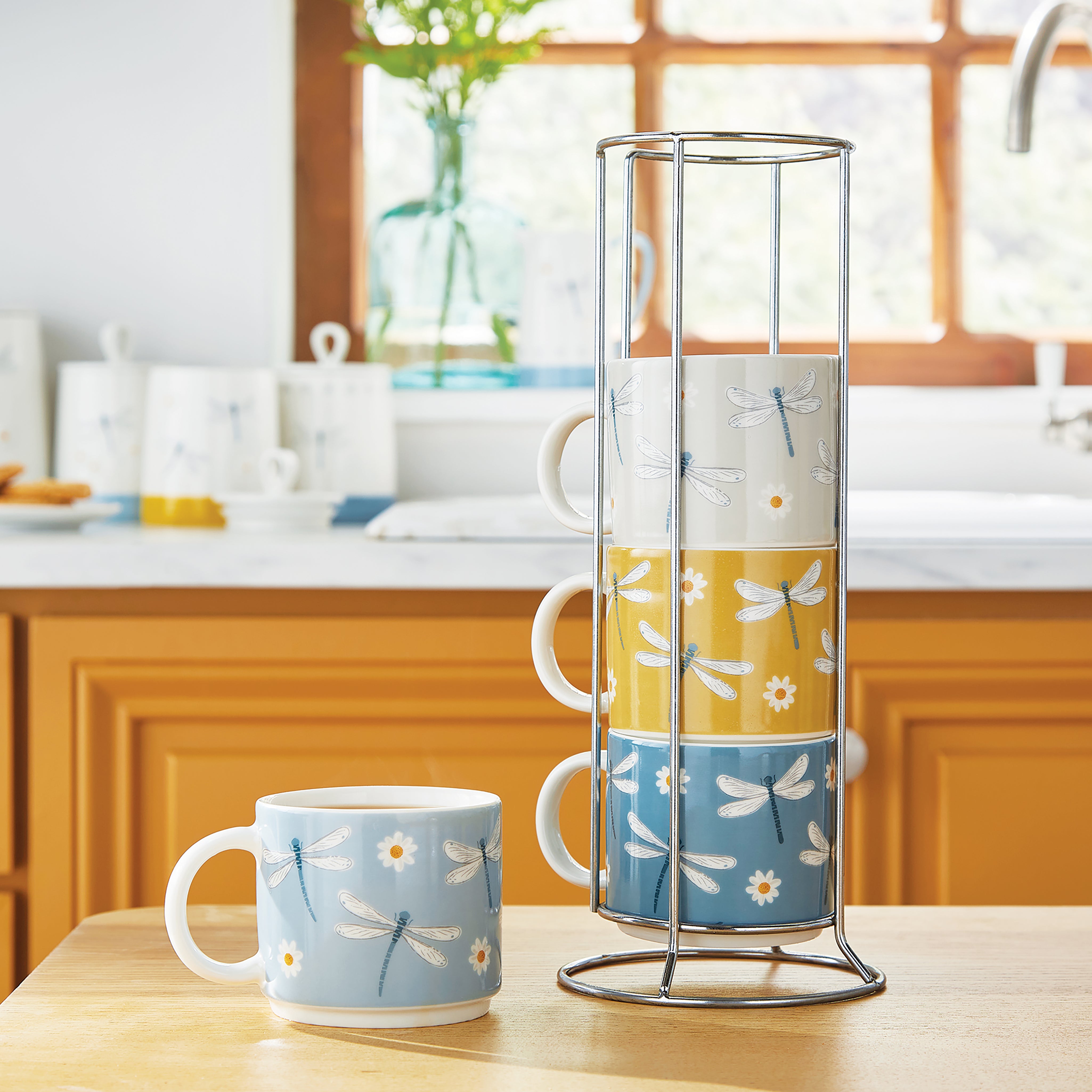 Stacking Mugs & Holder English Meadow