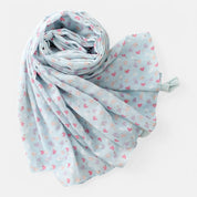 Pale Blue & Love Heart Scarf
