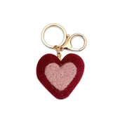 Felt Heart Keychain Charm Deep Red
