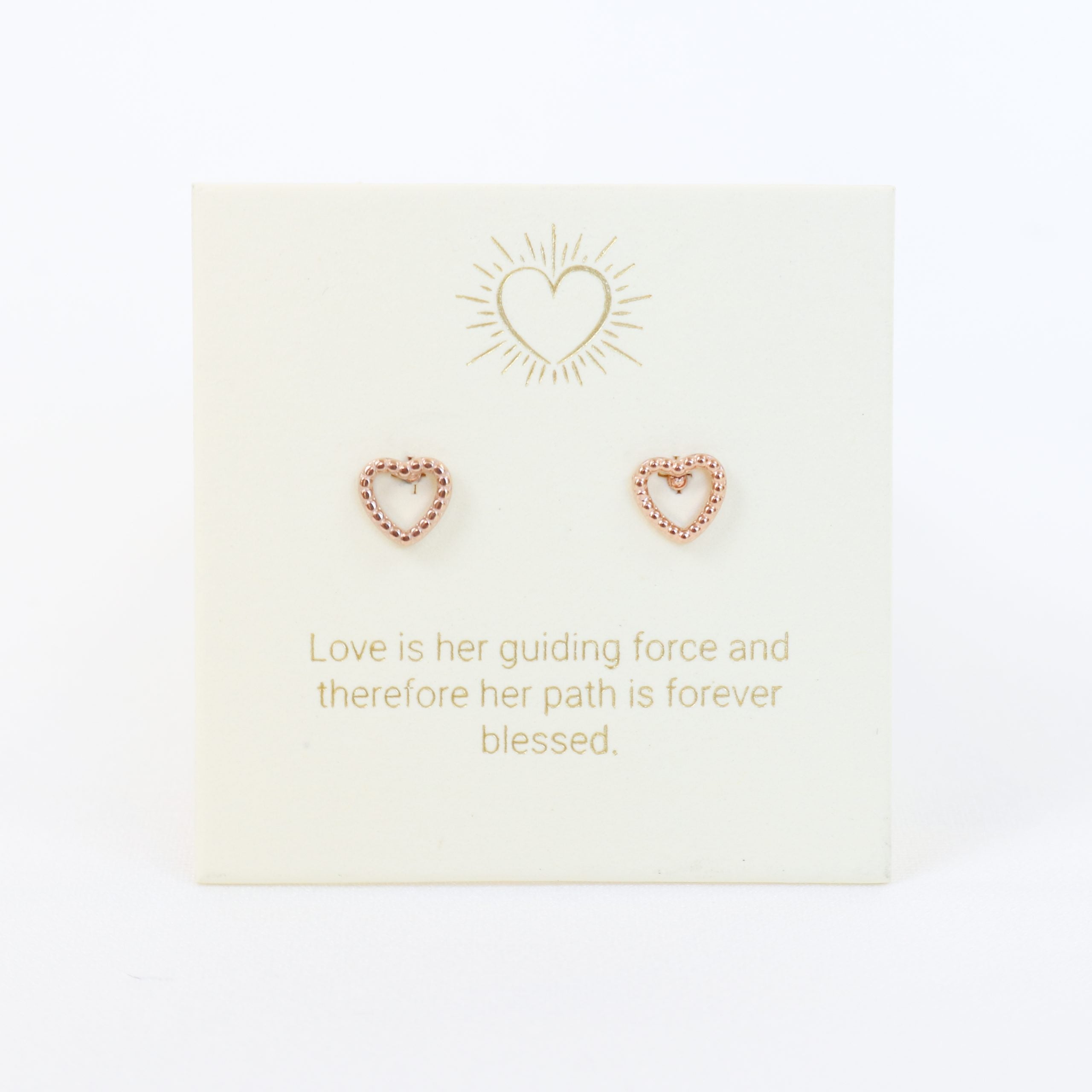 Dotted Heart Earrings Rose Gold