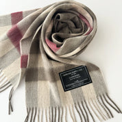 Giant Chequer Pink & Taupe Lambswool Scarf