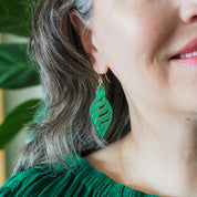 Long Bauble Drop Earrings Green