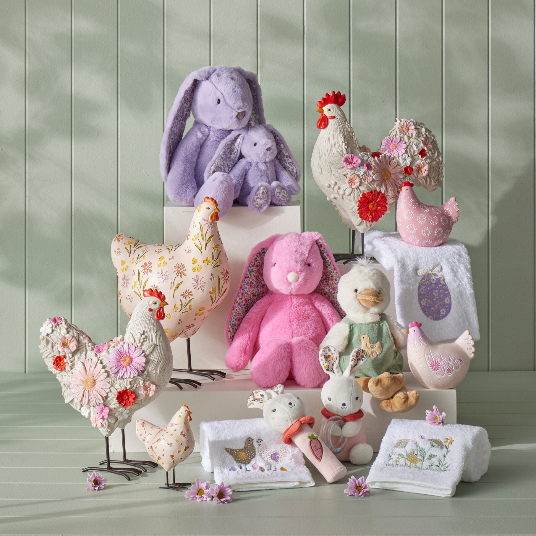 Floral Lilac Bunny Rattle Small