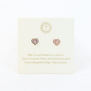 Enamel Heart Earrings Gold and Blush