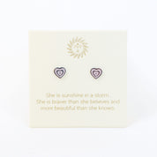 Enamel Heart Earrings Silver and Blush