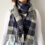 Bannockbane Silver Scottish Tartan Lambswool Wide Scarf