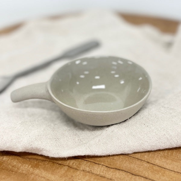 Flax Bowl With Handle Grey