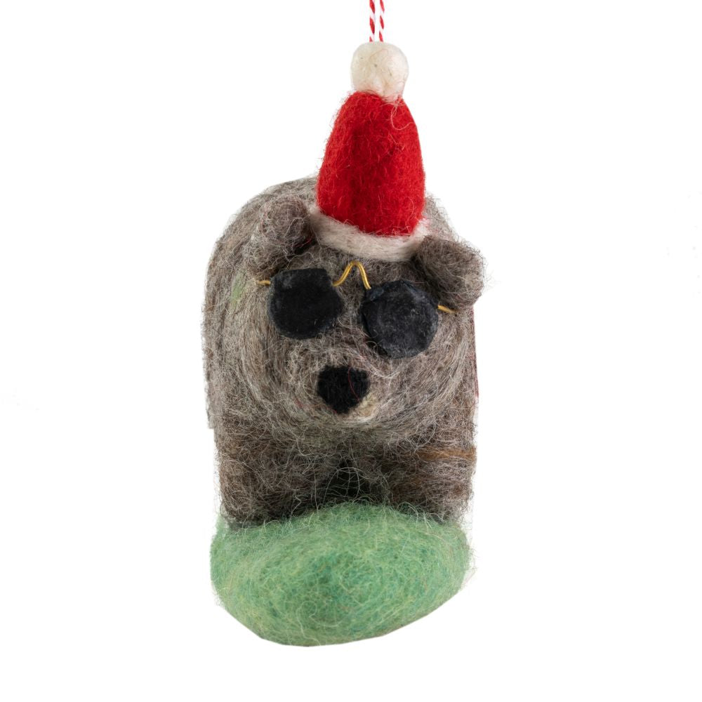 Wombat Surfing Felt Christmas Decoration