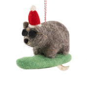 Wombat Surfing Felt Christmas Decoration