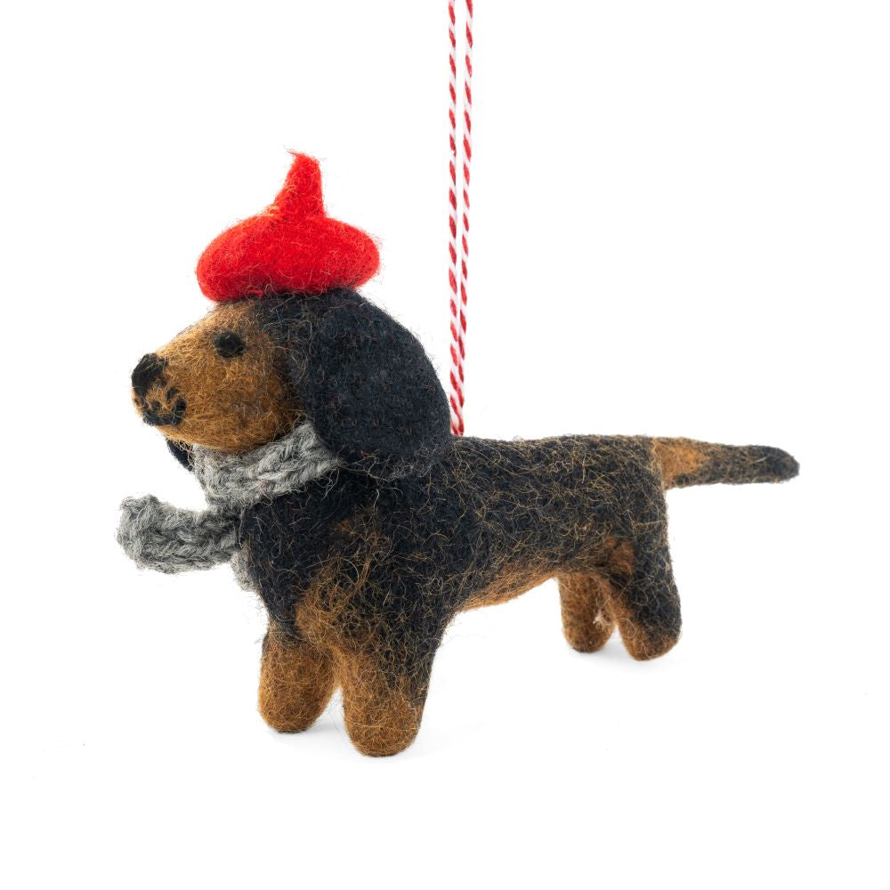 Dog Dachshund Felt Christmas Decoration