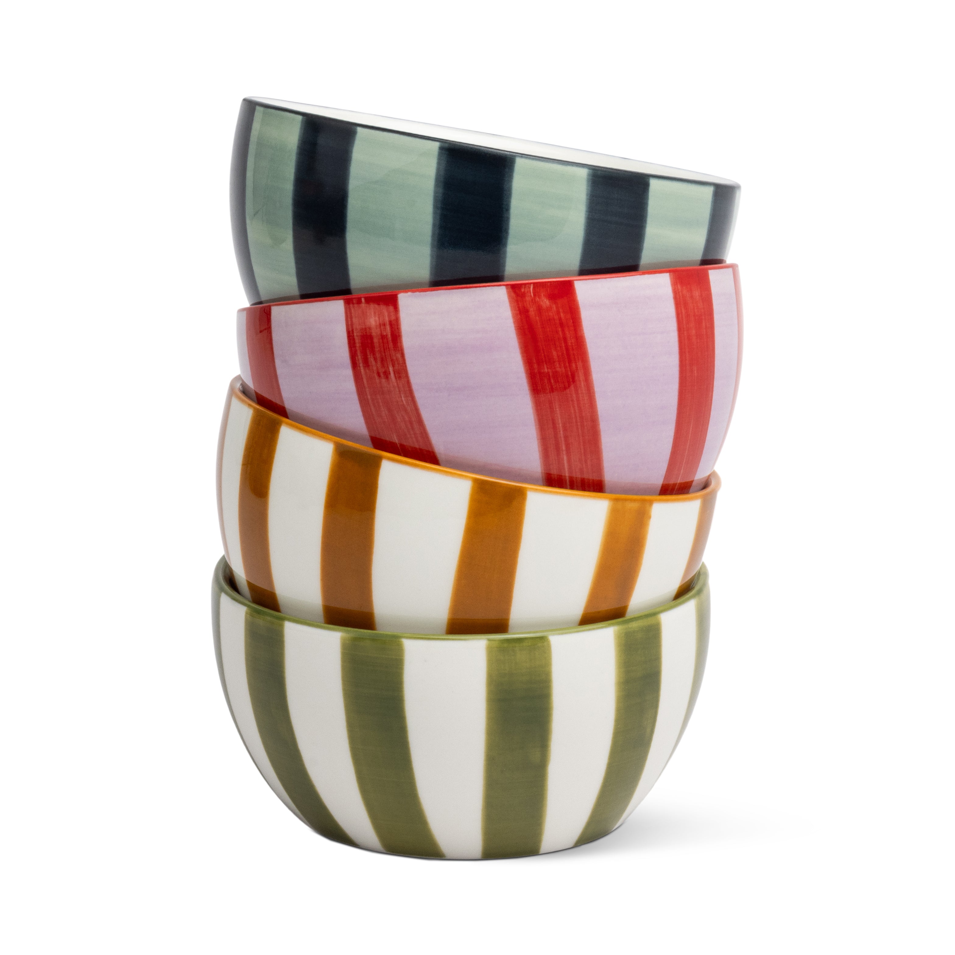 The Bella Dipping Bowls Green & Blue Stripe Set Of 2