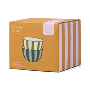 The Bella Dipping Bowls Green & Blue Stripe Set Of 2