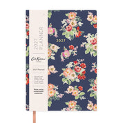 A5 Soft Cloth Cover 2027 Diary Floral Navy