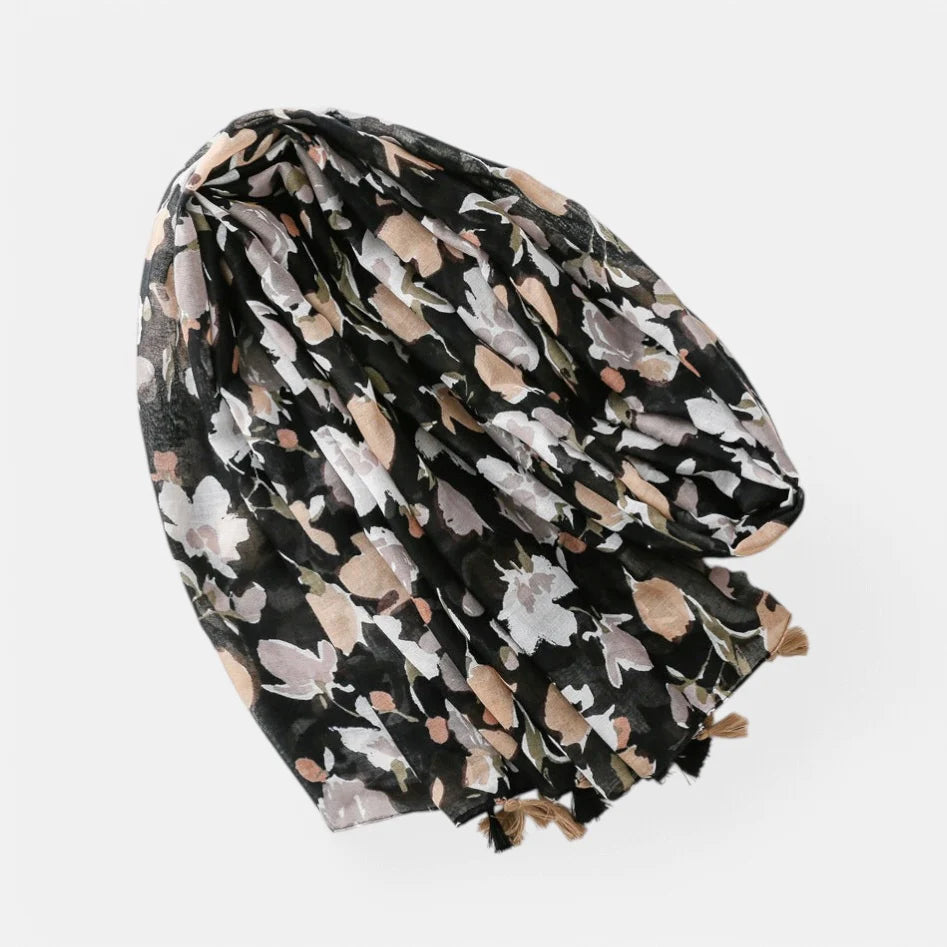 Black & White Flora Scarf