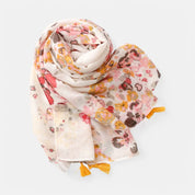 Pink Flora Tassel Scarf