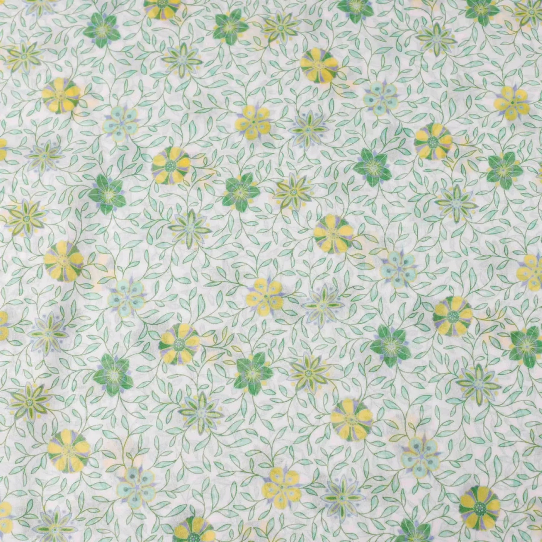 Green & Yellow Floral Print Scarf